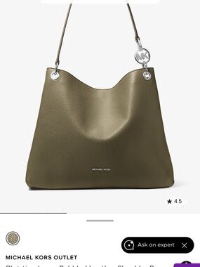 Michael Kors Olive Green Pebbled Leather Shoulder Hobo